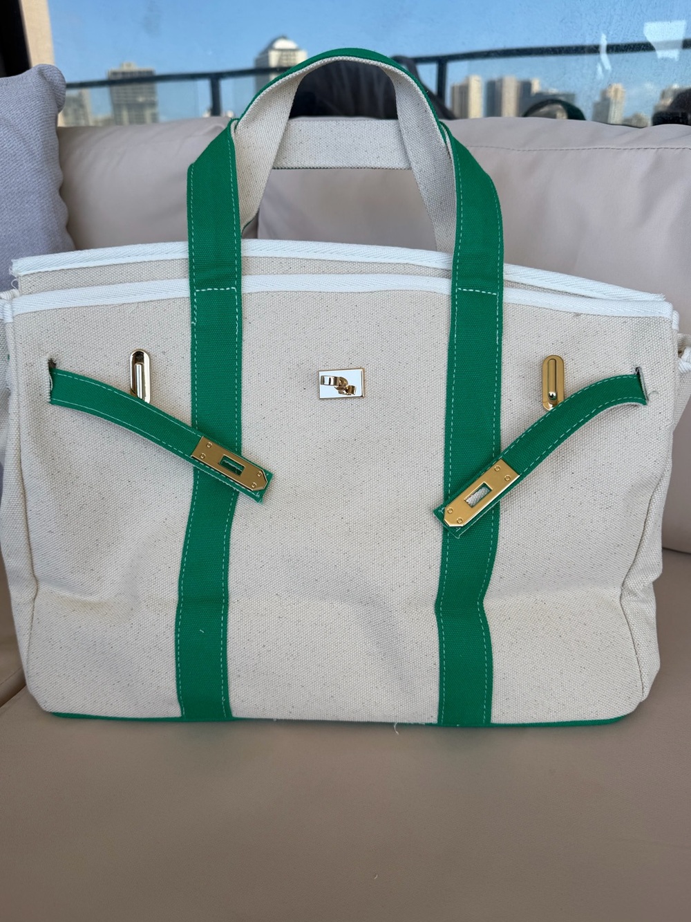 Boatkin Canvas with Green Strap Tote - Picture 2 of 6